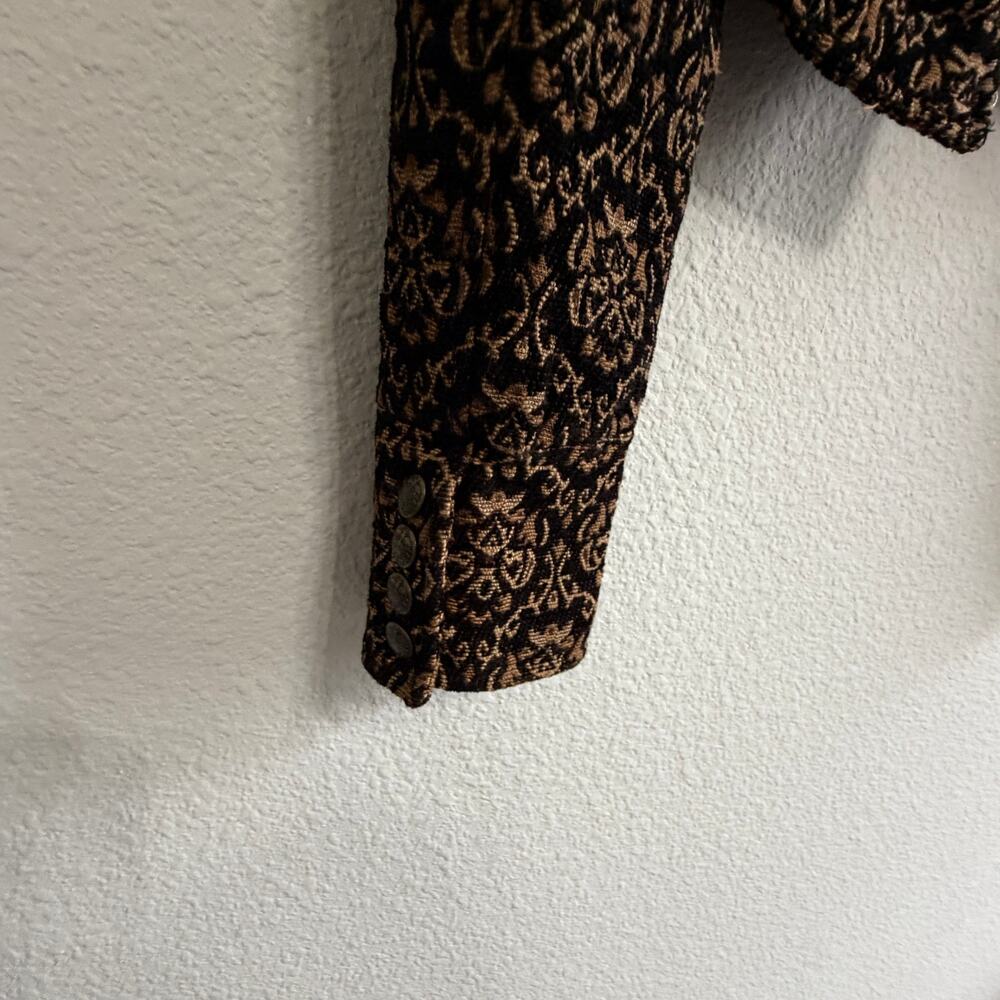 Free People Military Brocade Cropped Jacket Black Gold Jacquard Size 4 Baroque - Picture 10 of 12